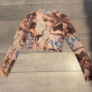 womens cropped mesh long sleeve